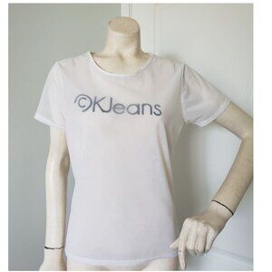 Vintage Calvin Klein White Sheer Tshirt LARGE Rare